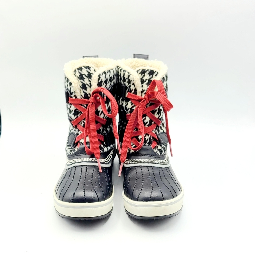 SOREL Tivoli Tweed Houndstooth Boots Size 5 Lace Up Waterproof Rain Snow - Picture 2 of 15